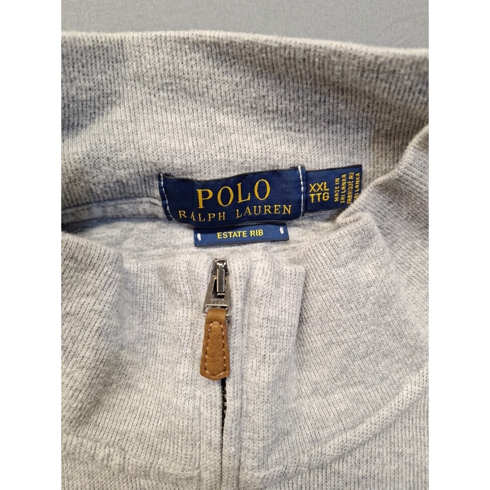 Polo Ralph Lauren Mens 2XL Gray 1/4 Zip Pullover Estate Rib Flesh Pony Preppy - Picture 5 of 10